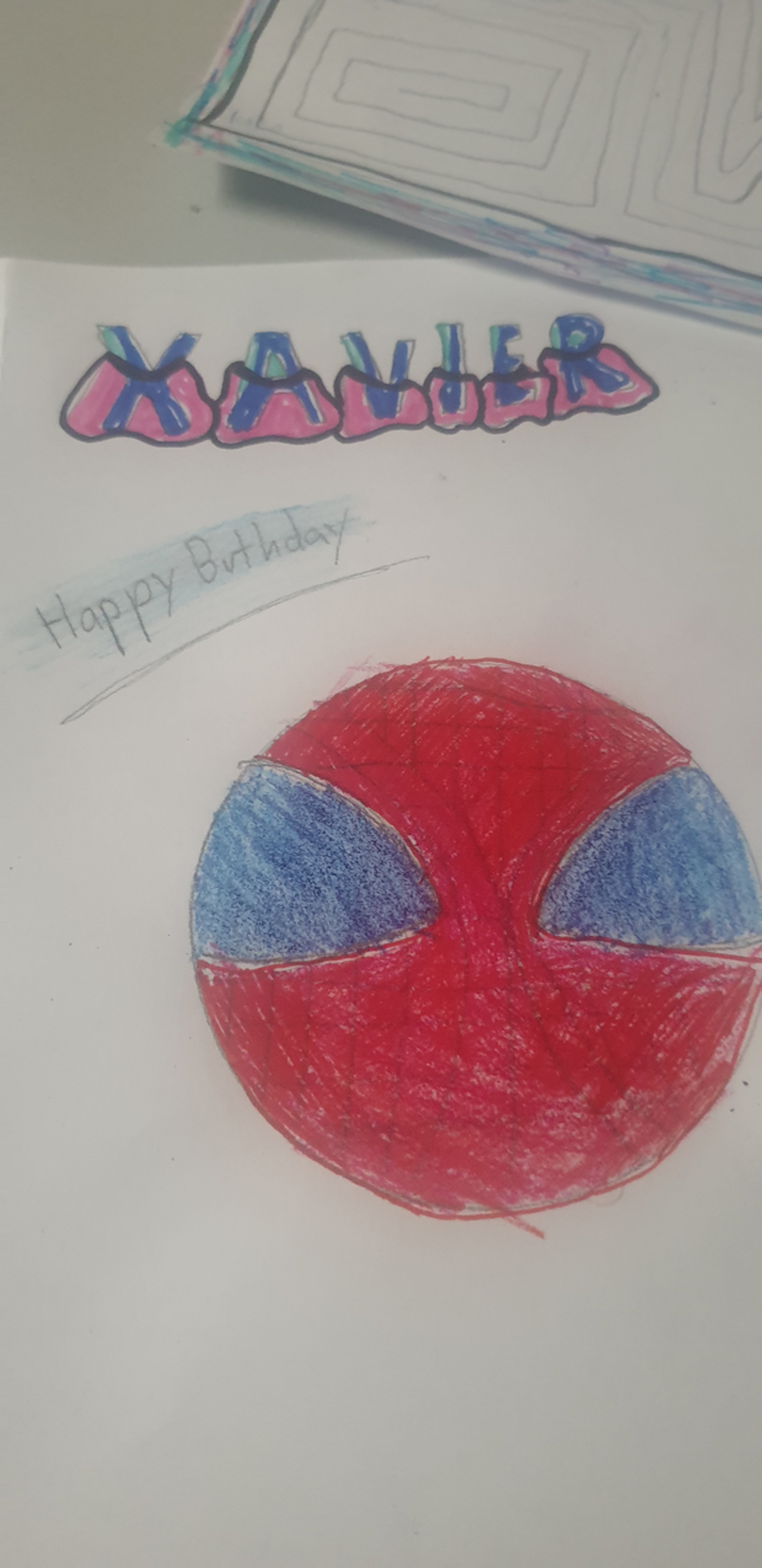My cousin Xavier's Superhero Birthday Party Card